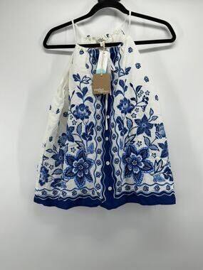 Market & Spruce Blue Spring Summer Blouse Women’s NWT Small W Buttons (I)